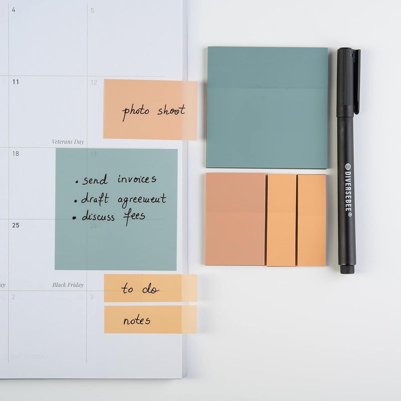 DIVERSEBEE Transparent Sticky Notes (Includes Quick Dry Pen), Cute Clear Sticky Tabs, Translucent Page Flags Book Markers Stickers, Planner Accessories Bible Journaling Study Office Supplies (Candy) - Image 2
